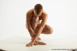 Nude Man White Standing poses - ALL Slim Short Blond Standing poses - knee-bend Realistic